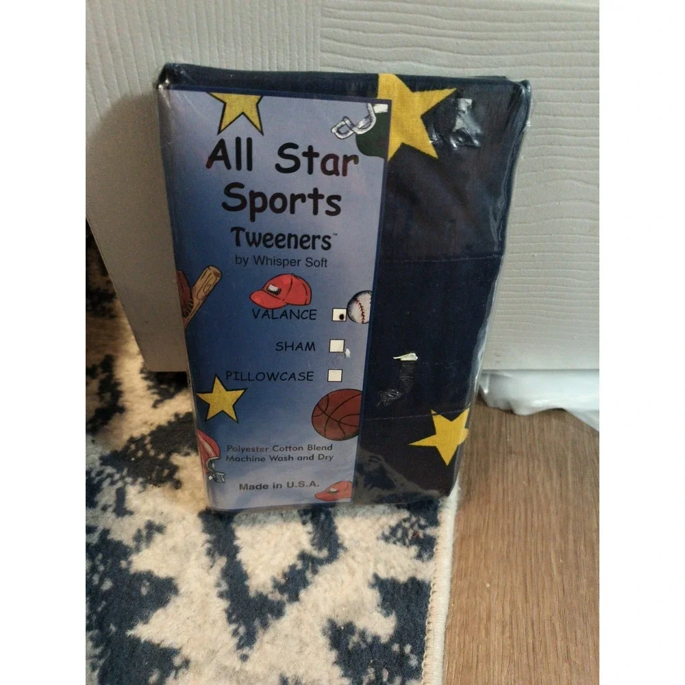 Whisper Soft Mills All Star Sports Tweeners Navy Valance Curtains 81